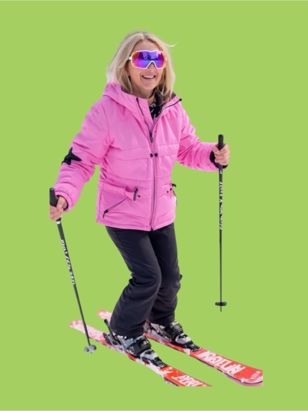 Womens Jet Set Pink Hooded Down Ski  Jacket 3/L Stars